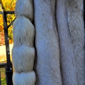 Beautiful real full length silver fox fur coat.